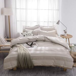 Merryfeel Cotton Duvet Cover Set,100% Cotton Seersucker Weave Full/Queen Khaki